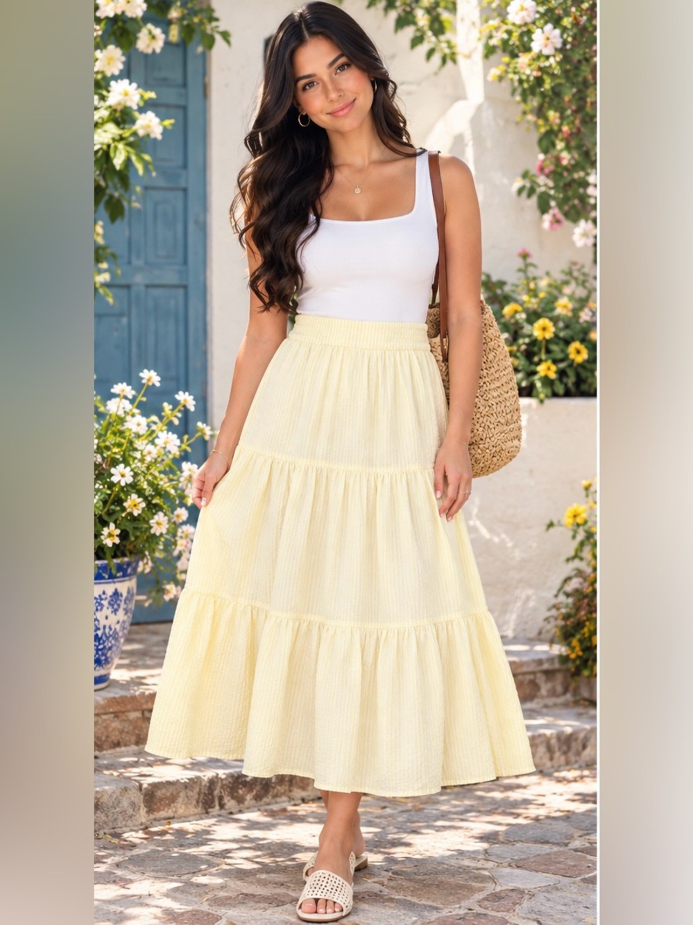 LC Lauren Conrad Light Yellow A-Line Skirt